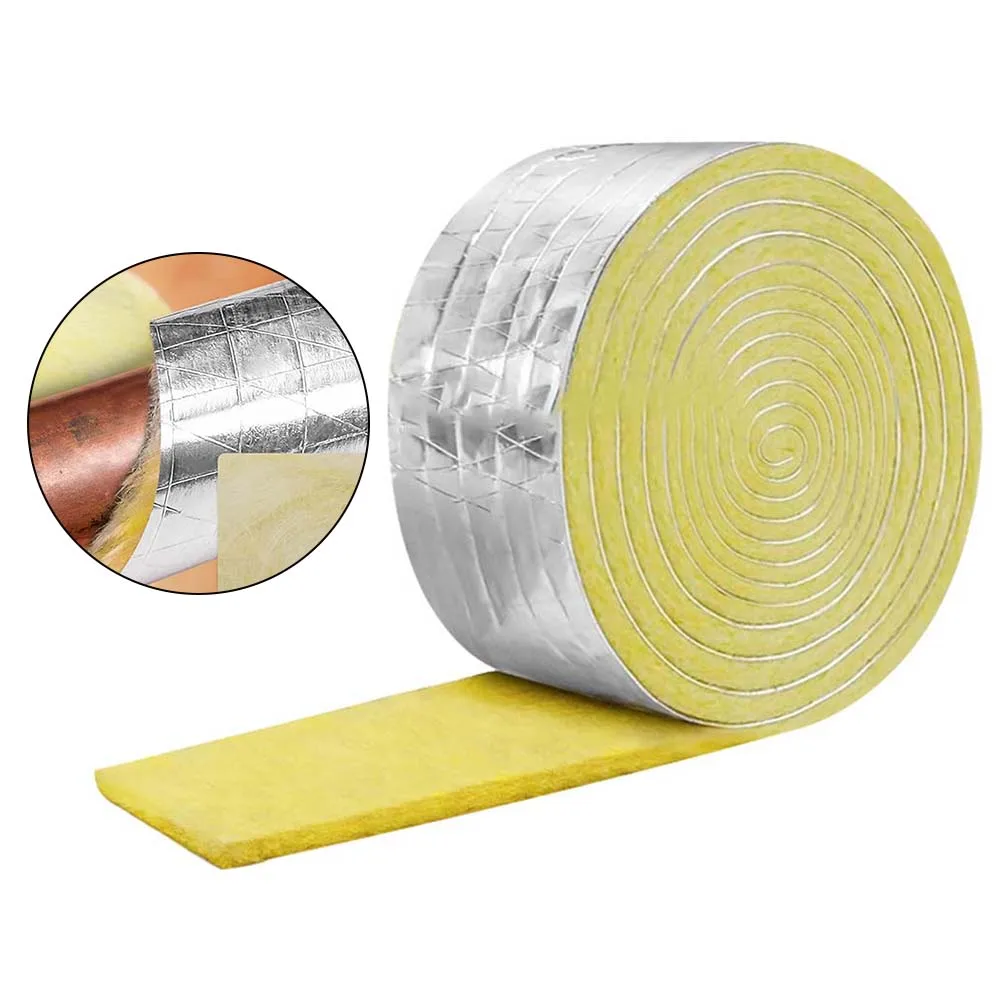 1pc 10M Foiled Back Fiberglass Pipe Insulation Wrap For Outdoor Indoor Pipe  Insulation Foam Wrap Tape