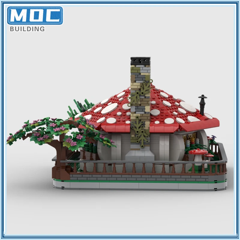 Fada fale história seris cogumelo casa moc blocos de construção halloween diy ornamento modelo coleção criativa idéia brinquedos presentes