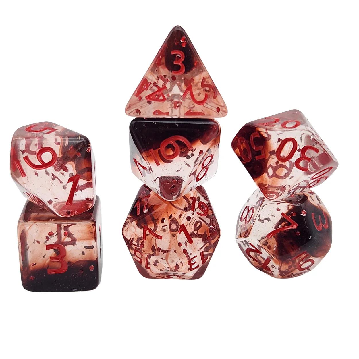 

Набор из 7 акриловых игральных костей высокого качества с уникальным эффектом крови для настольных игр и развлечений