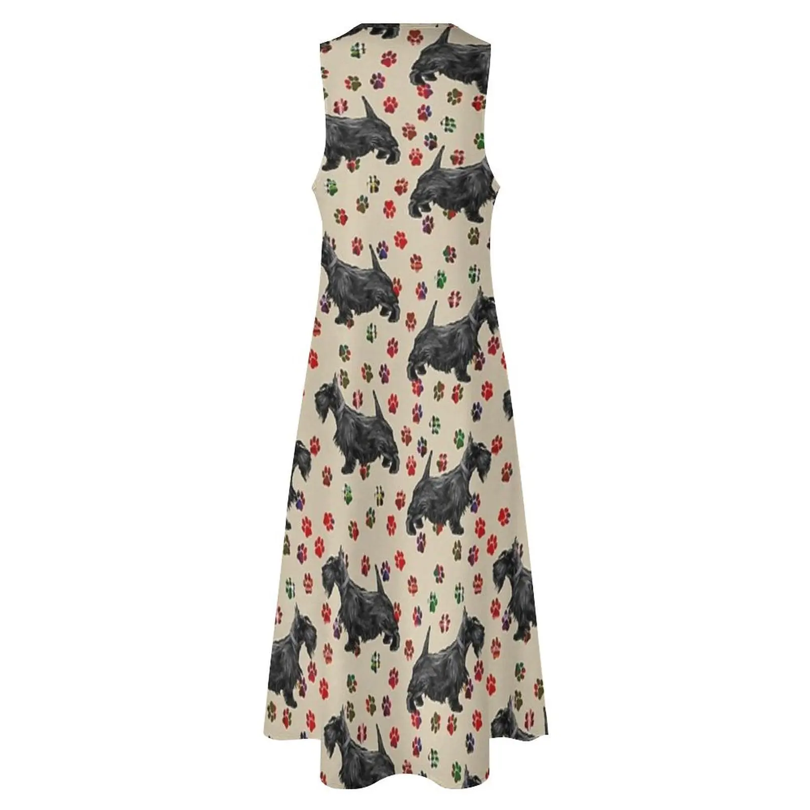 Perro Scottie con estampado de patas de tartán escocés. Vestido largo vestidos de noche de lujo para mujer 2025 vestido de noche para mujer