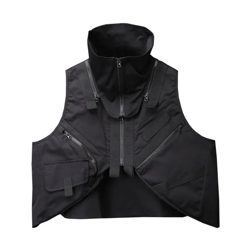 HKSH ربيع وصيف جديد الرجال الظلام الثقيلة المرقعة الياقة المدورة التكتيكية سترة سفاري نمط جيوب سحابات صدرية في الهواء الطلق HK16526 #6