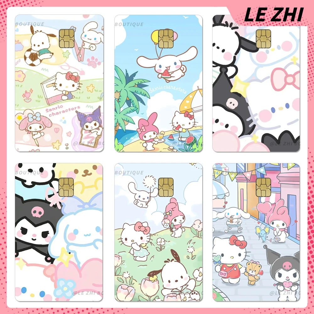 

Cartoon Sanrio Hello Kitty My Melody Waterproof Bank Bus Card Sticker Anime Cinnamoroll Pochacco Pvc Credit Card Skin Stickers
