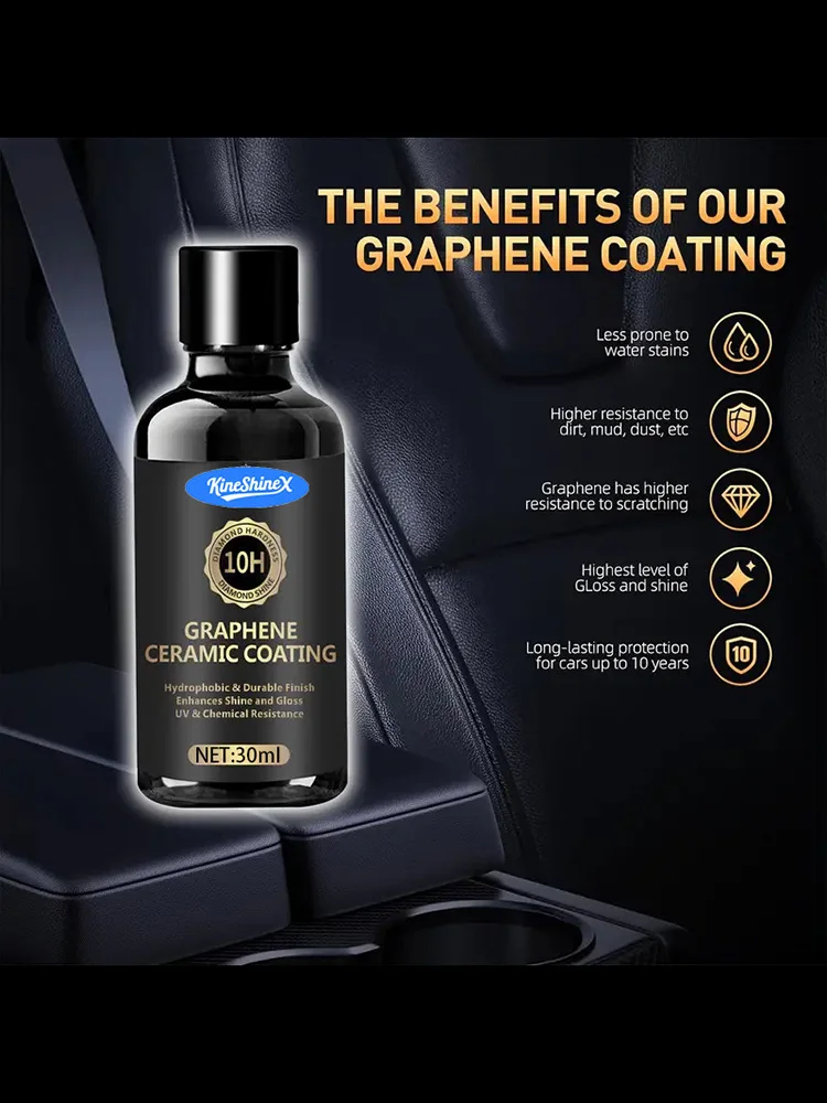 Graphene Ceramic Coating Kit 10H Hardness Protection Super Hydrophobic Stain Resistant Advanced UV Resistance Car Paint Care Set