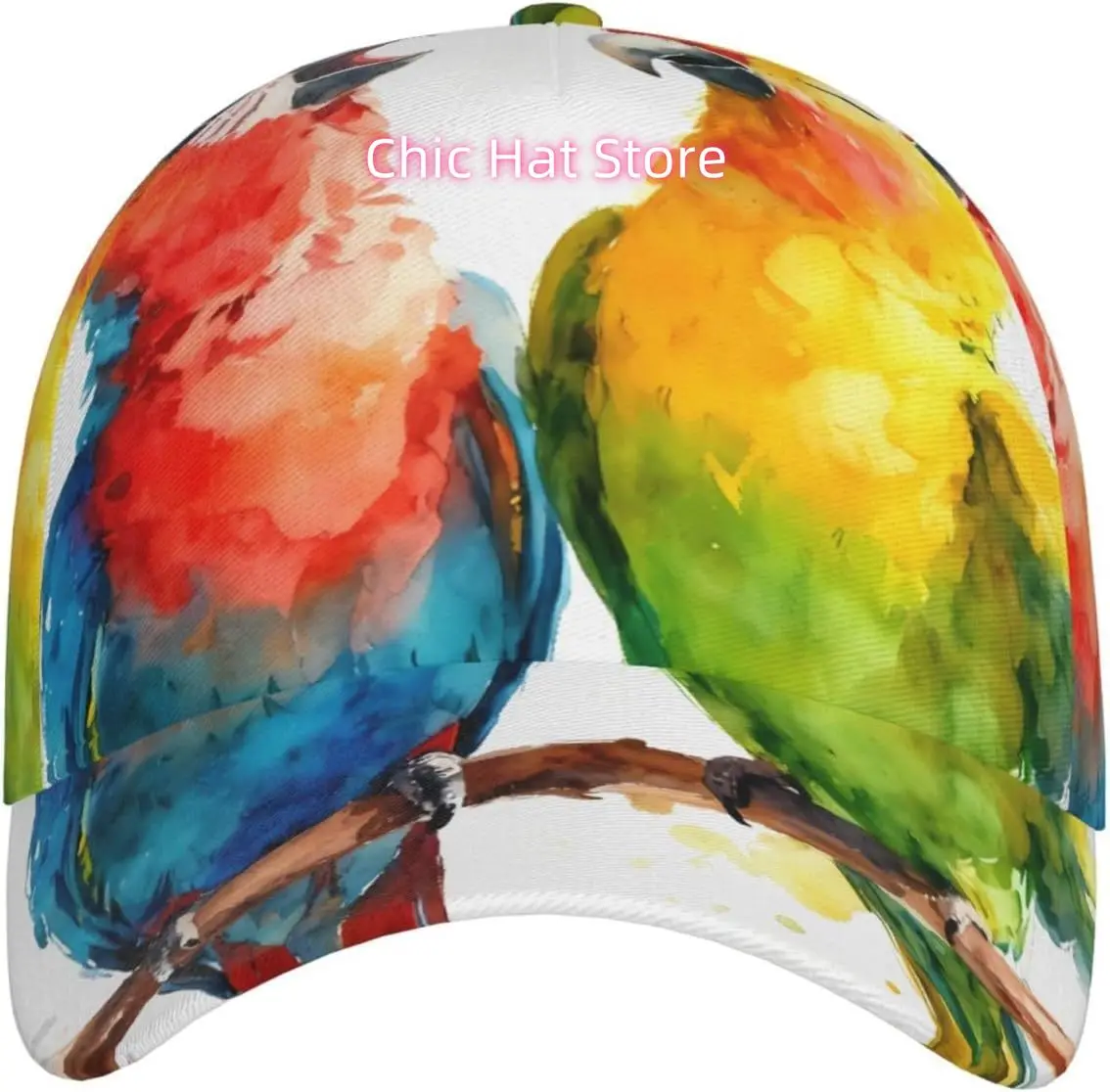 Parrots Sing Pattern Baseball Cap Adjustable Cotton Baseball Hat for Sports, Outdoor, Travel Gifts for Men Black