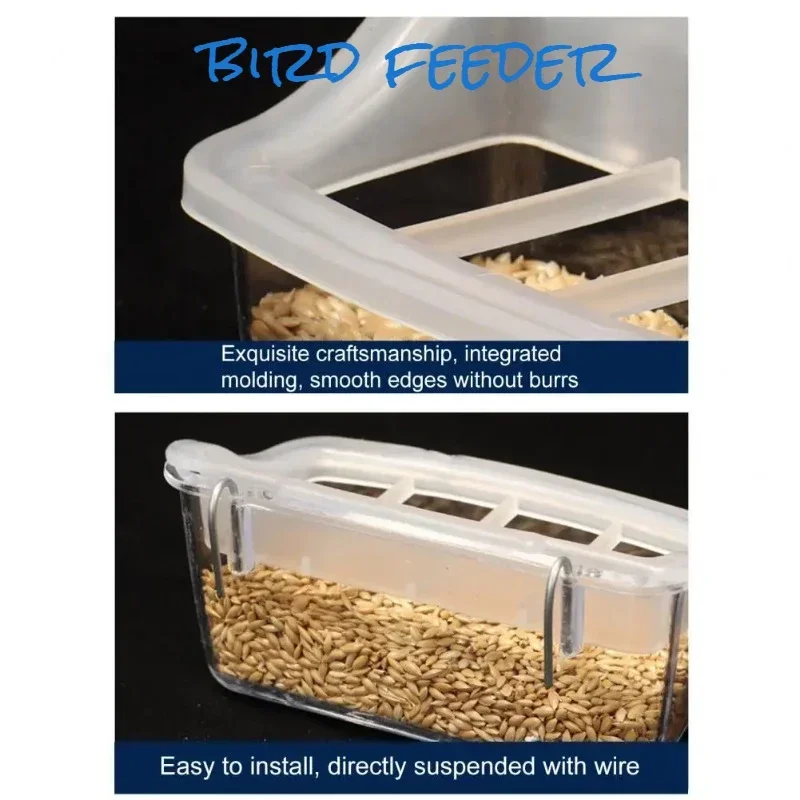 Parrot Feed Box Parrot Feed Splash Box Cage Accessory Hanging Bird Feeder for Bird Food Aviary and Field with Grid Bird Supplies