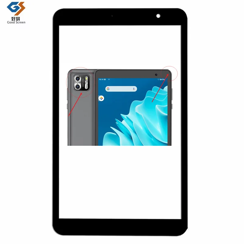 Czarny 8-calowy tablet dziecięcy Pritom tab8 B8 Pojemnościowy ekran dotykowy Digitizer Czujnik Zewnętrzny szklany panel