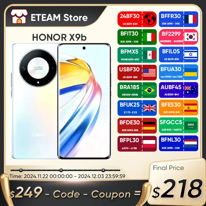 HONOR X9b HONOR Magic6 Lite smartphone 5G global version 6.78-inch drop resistant 120Hz AMOLED display 108MP camera dual SIMcard