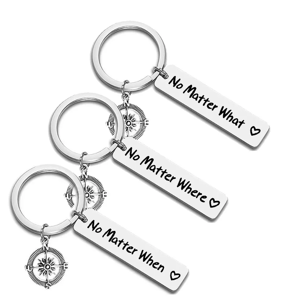 Cute No Matter What/where/when Compass Keychain Pendant BBF Best Friend Sisters Key Chain Keyring