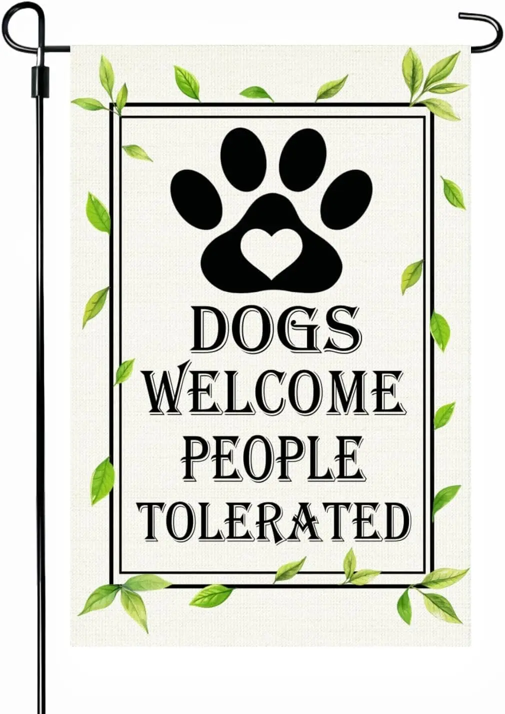 Funny Dog Garden Flag, Dogs Welcome People Tolerated Yard Flag, 12 x 18 Inch Burlap, Dog Owners Dogs Lovers Lawn Yard Patio  MMZ