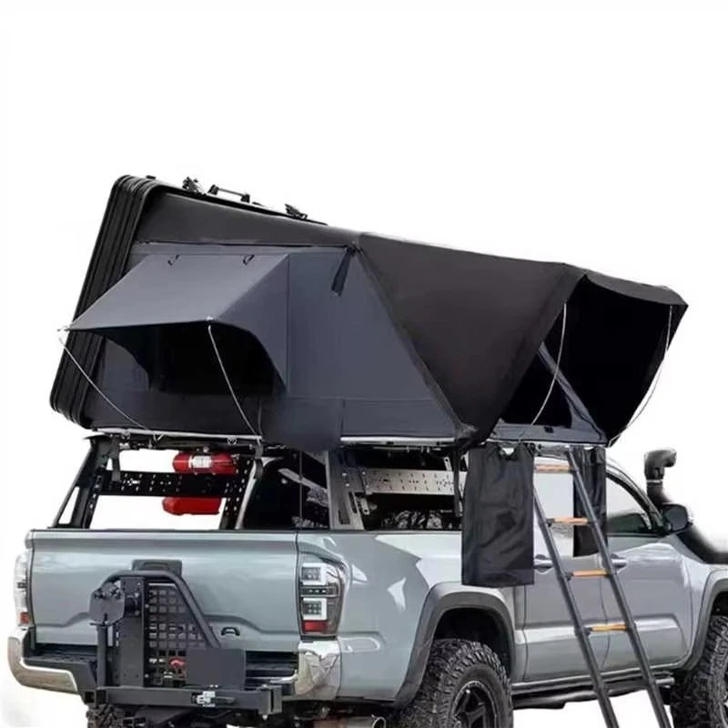 Quick Setup Waterproof Canvas Double Layer Four-season Side Open Clamshell Hard Shell Roof Top Tent 3-4 Person for 4x4 Offroad