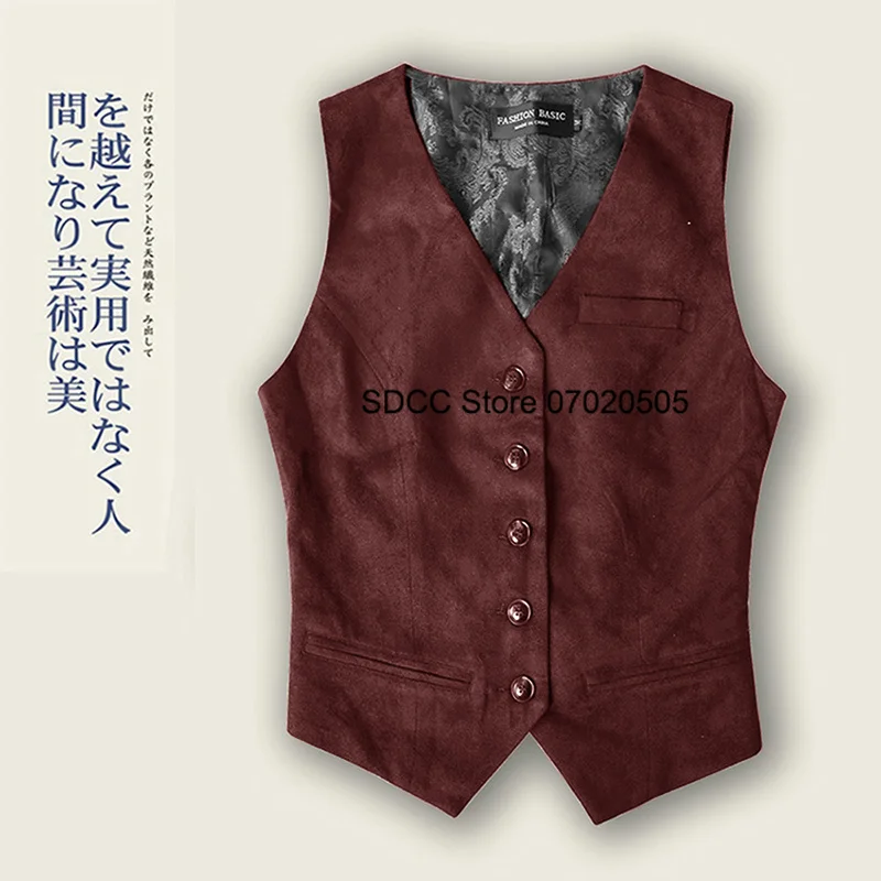 Sleeveless Women's Vest V-Neck Single Breasted Suede Slim Fit Jacket for Party Events Lady Tank Top