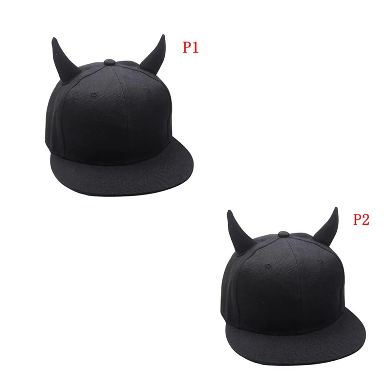 Men Women Snapback Adjustable Baseball Cap Hip Hop Hat Black Devil Horns Cap