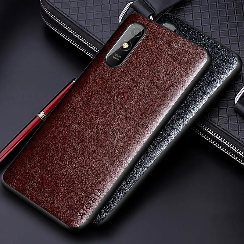 Luxury PU leather Case for Xiaomi Redmi 9A 9i Sport Business solid color Design Soft TUP&Hard PC phone cover for redmi 9i case