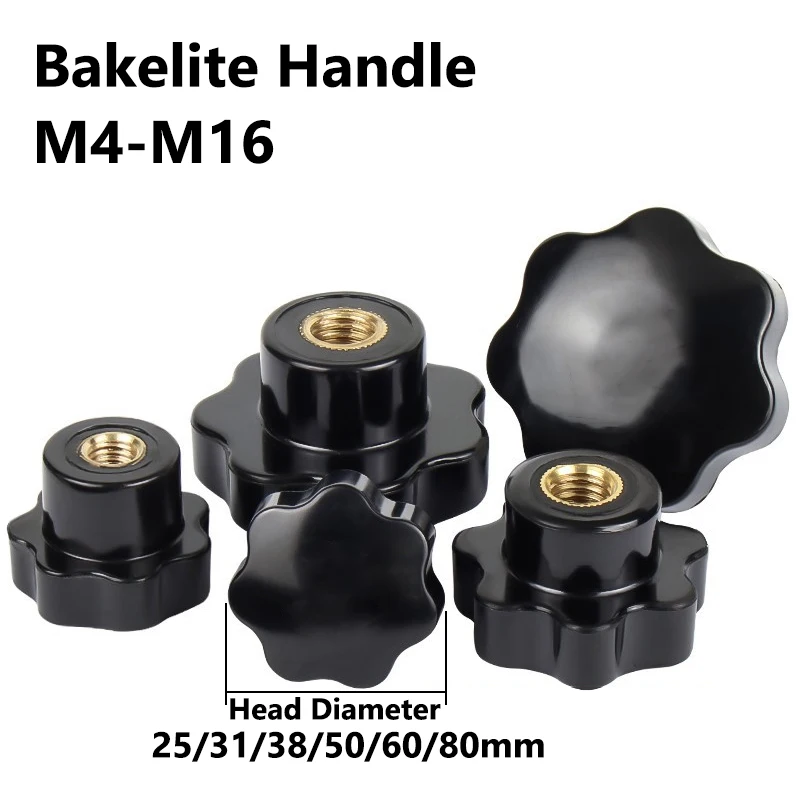 1/2Pcs Bakelite Star Clamping Knobs M4 M5 M6 M8 M10 M12 M14 M16 Hand Tighten Thumb Nuts for Machinery Equipment Industrial
