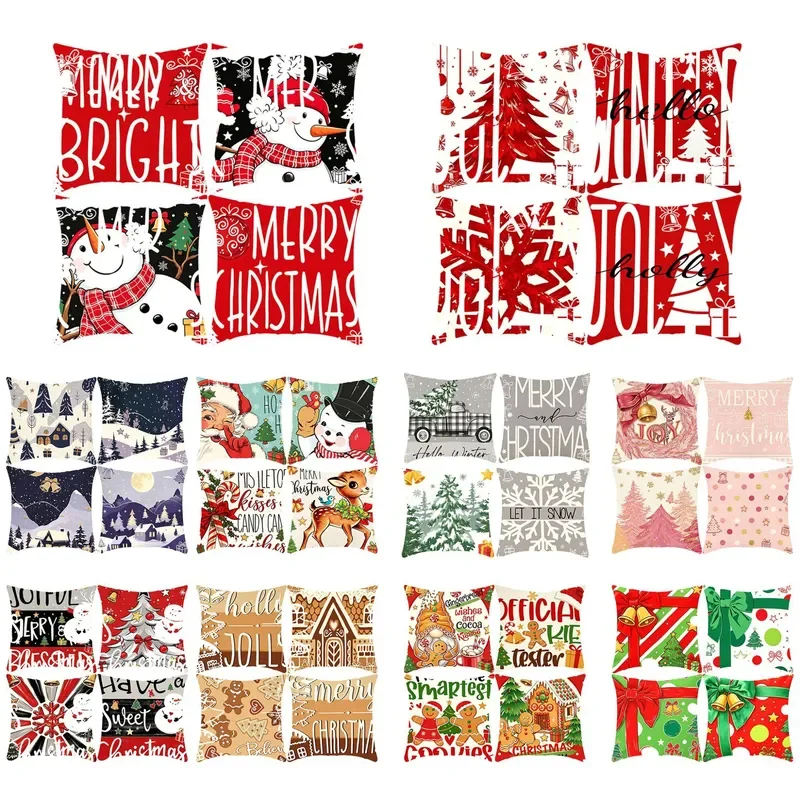 Cross-border Amazon temu Christmas pillow cover living room sofa linen pillow cushion cover holiday decorative cushion