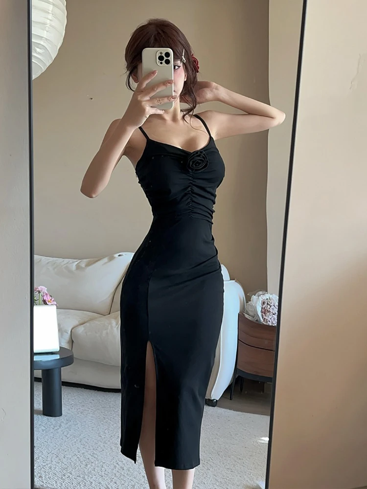 Frauen Kleidung Floral Sexy Strap Backless Dünne Falten Abendkleid Elegante Party Club Geburtstag Vestidos Robe Strand Urlaub Neue