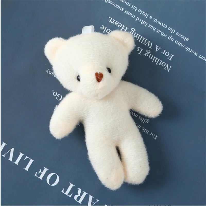 5Pcs 11CM Mini White Teddy Plush Doll Toy Cute Doll Toy Backpack Car Key Pendant Bear Keychain Birthday Wedding Party Gift