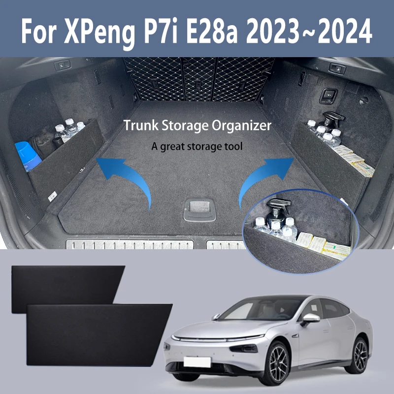 

For XPeng P7i E28a 2023~2024 2023 24 Multifunction Trunk Storage Partition Storage Auto Interior Parts Organizer Car Accessories