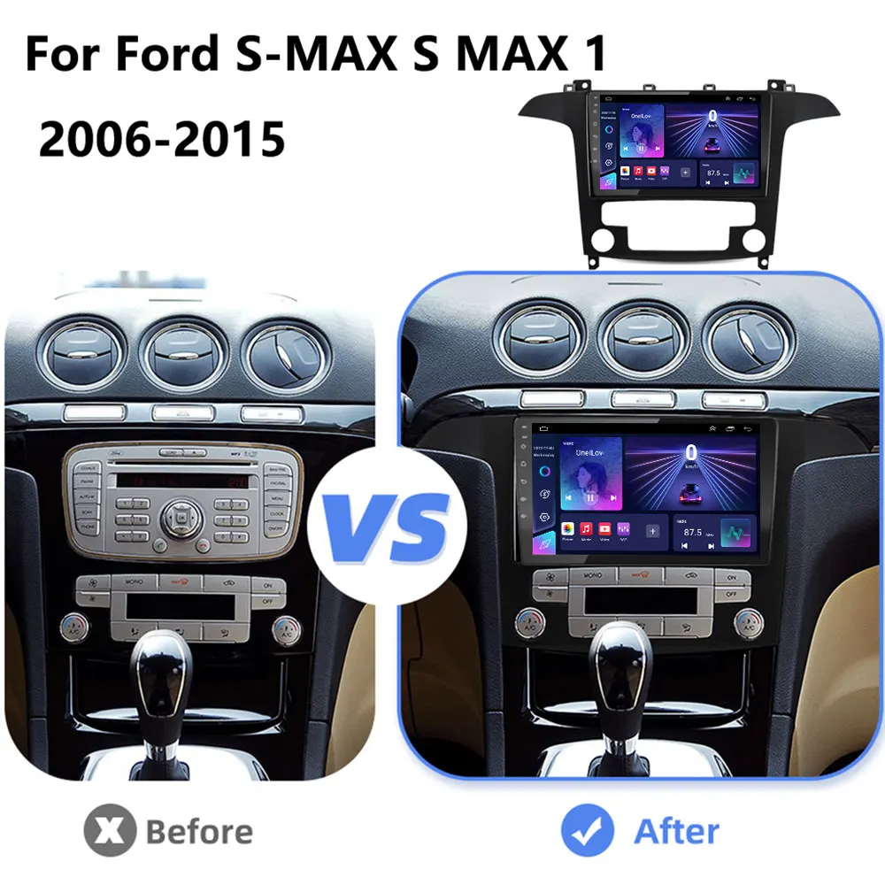 2 Din Android 12 Car Radio Multimedia Video Player For Ford S Max S-MAX 2007 - 2015 Stereo Navigation GPS Carplay Autoradio WIFI