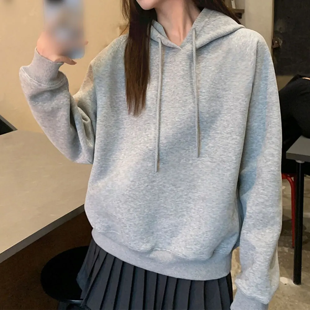 

Повседневная однотонная короткая свободная толстовка с капюшоном для женщин, топ из полиэстера для повседневного использования, отпуск, праздник, клуб, одежда на все сезоны