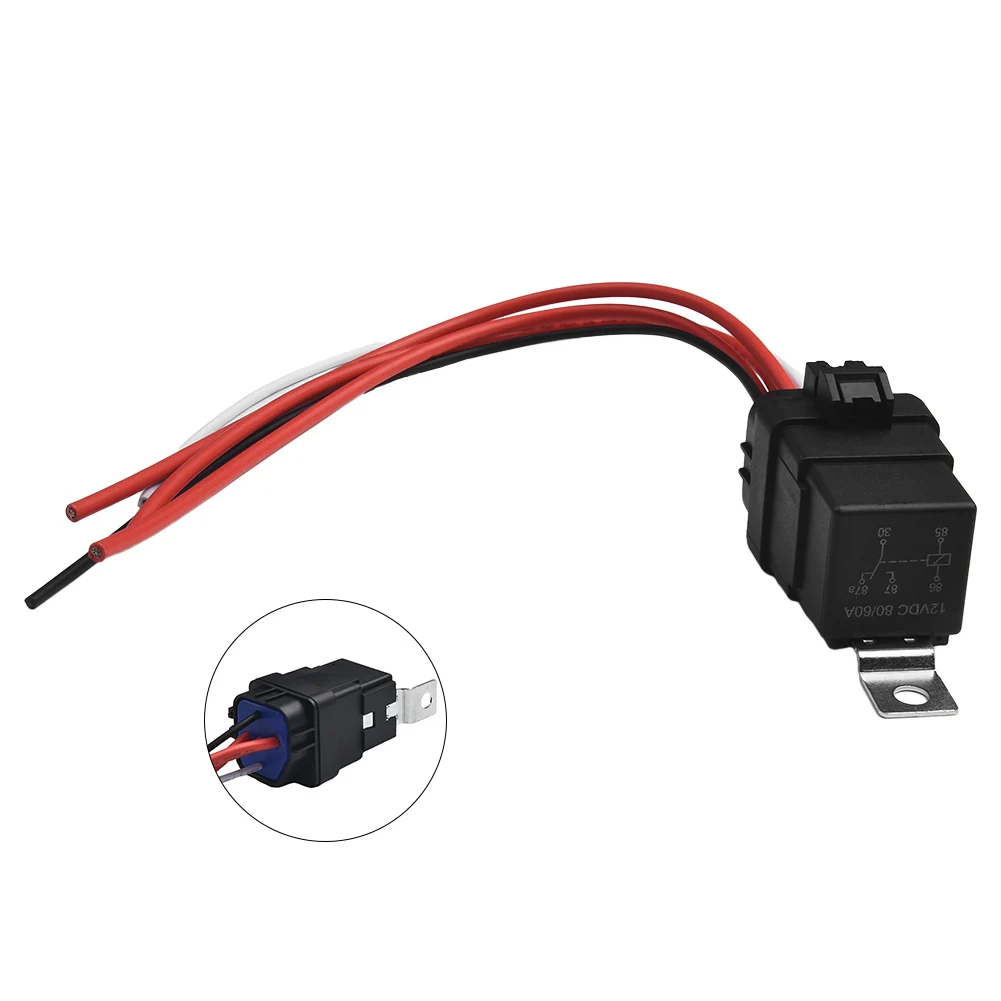 None Automotive Relay 12V 60/80A Cables For Powering Off Road Lights Marine Auto Fan Relay Kit Waterproof Auto Relay