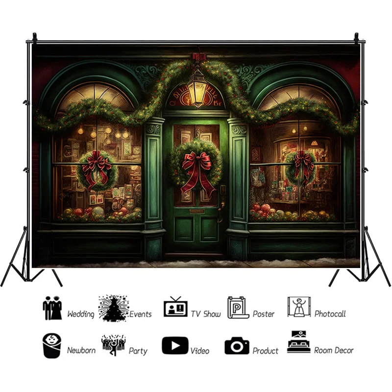 SHUOZHIKE Christmas Decorations Photography Backdrops Living Room Ornament Birthday Store Front Photo Studio Background QS-33