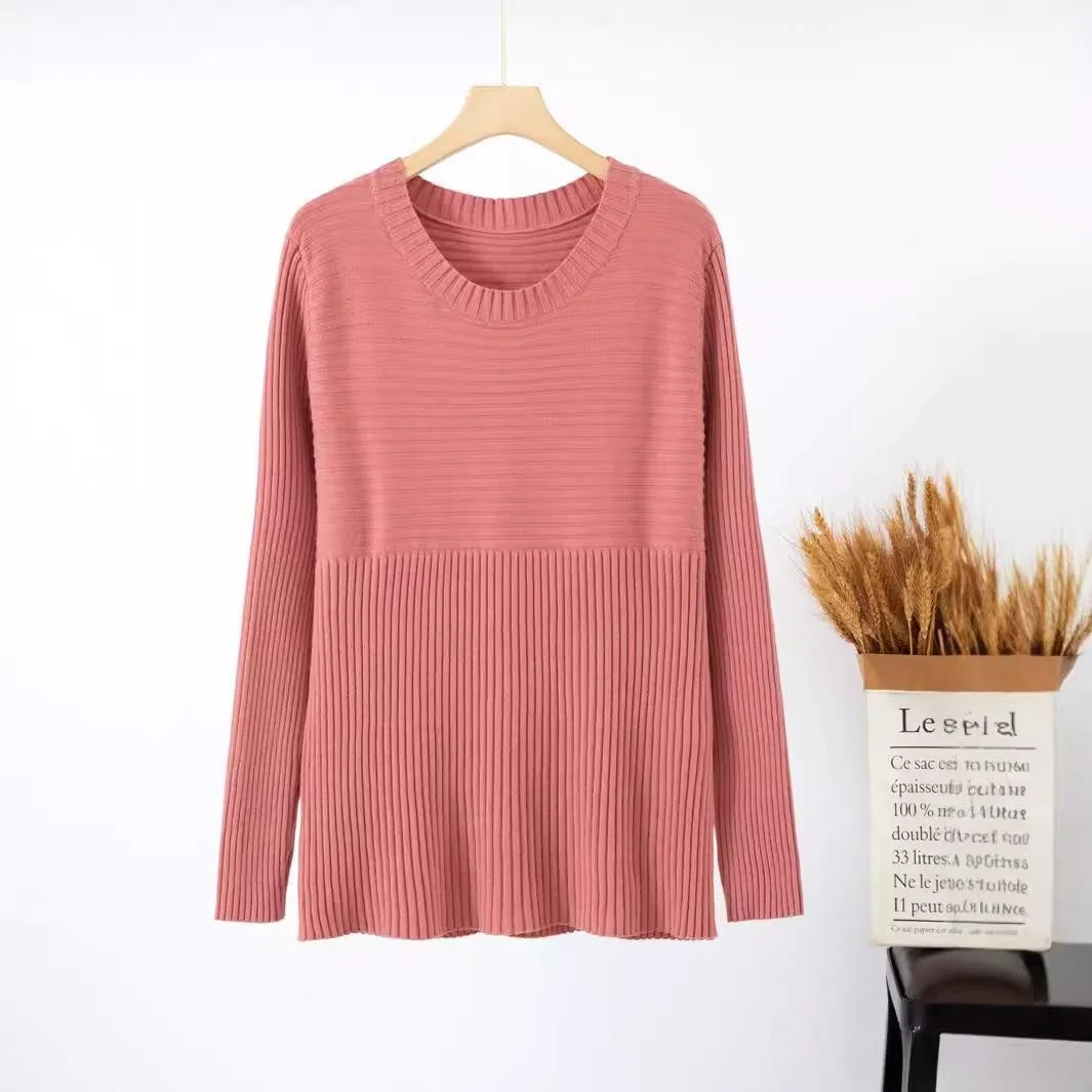 

Women's Lace Knit Bot irt Sweater Top Waist Long Sve Commute Sle Fiber Fabric Regular Sve Neline Autumn Collection