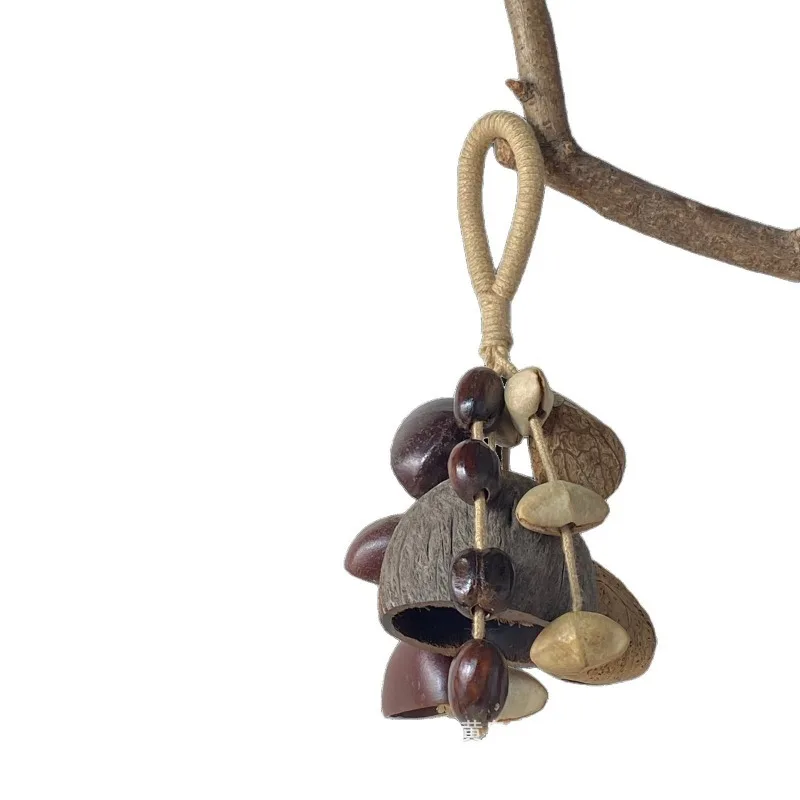 Natural Nut Shell Hand Rattle Wind Chime Pendant Fruit Handbell String Bell Backing Track Sound Therapy Musical Instrument