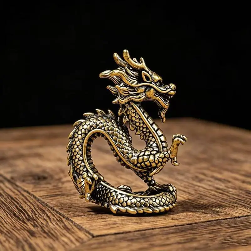 Brass Dragon Figurines Miniatures Desktop Ornaments Retro Metal Model Crafts