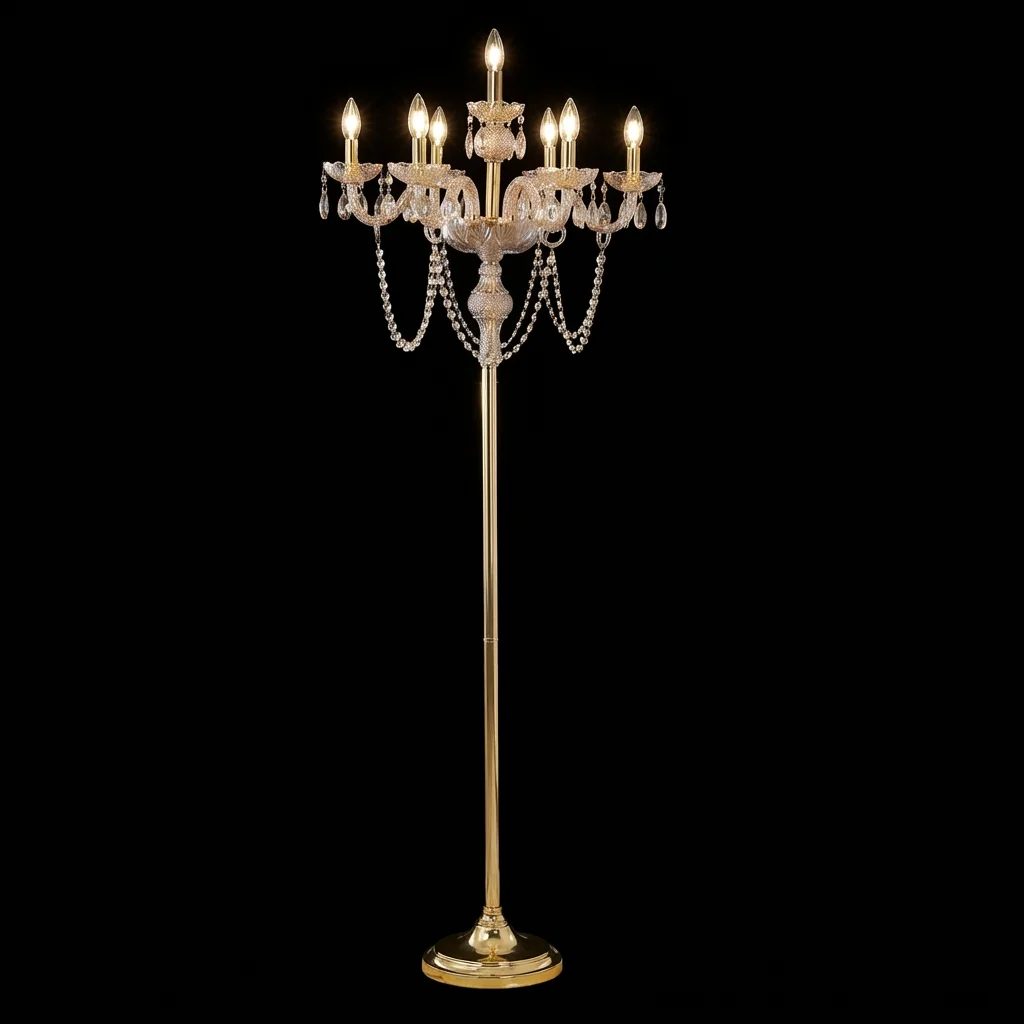 Modern Postmodern Iron  K9 Crystal Chandelier Glass Prism Floor Lamp for Bedroom Living Room Indoor Decoration Lighting