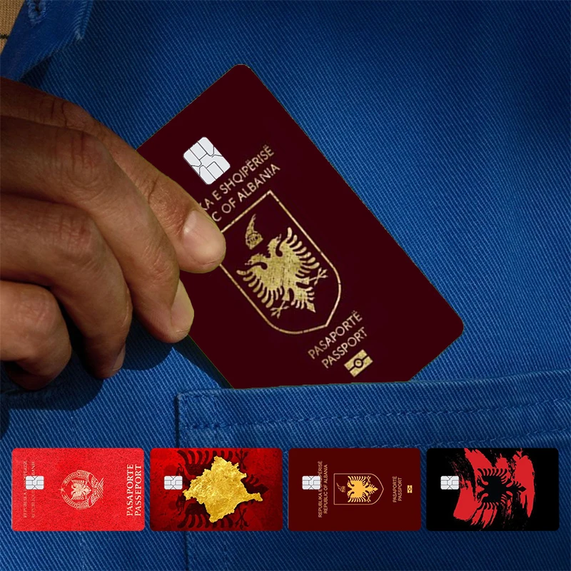 Albania Passport Cover Skin Sticker For Credit Card Bank Debit Bus Card Front Side