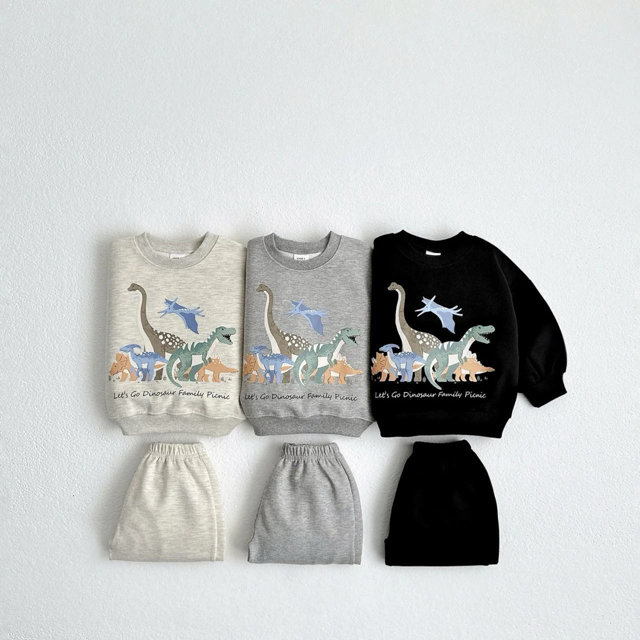 2024 Autumn New Baby Long Sleeve Clothes Set Infant Boy Cute Dinosaur Print Sweatshirt + Pants 2pcs Suit Toddler Girl Outfits