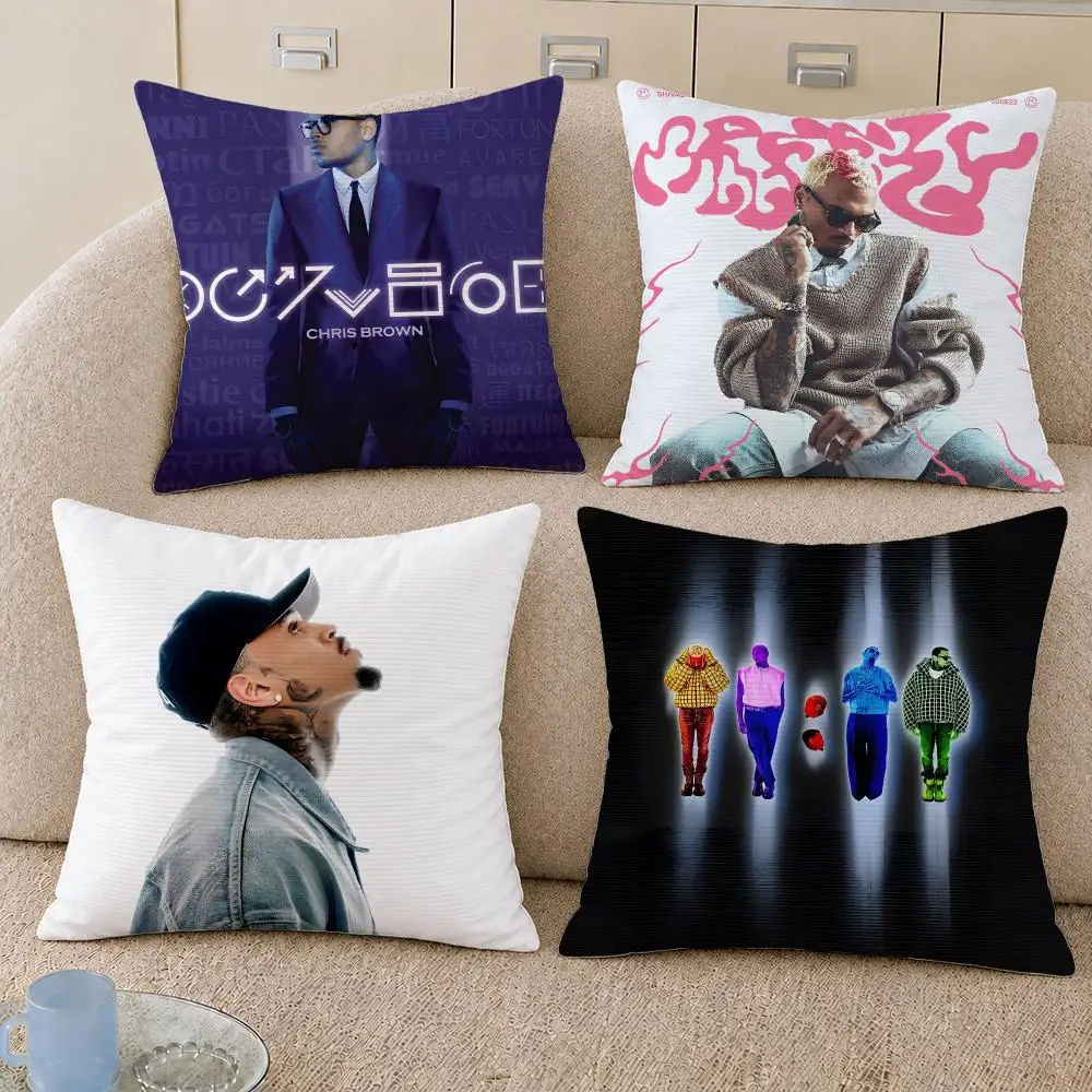 Singer Chris Brown RnB Indigo Cushion Cover Decorative Pillowcase Soft Short Plush Cozy Durable Sofa Home Decor Items Gift