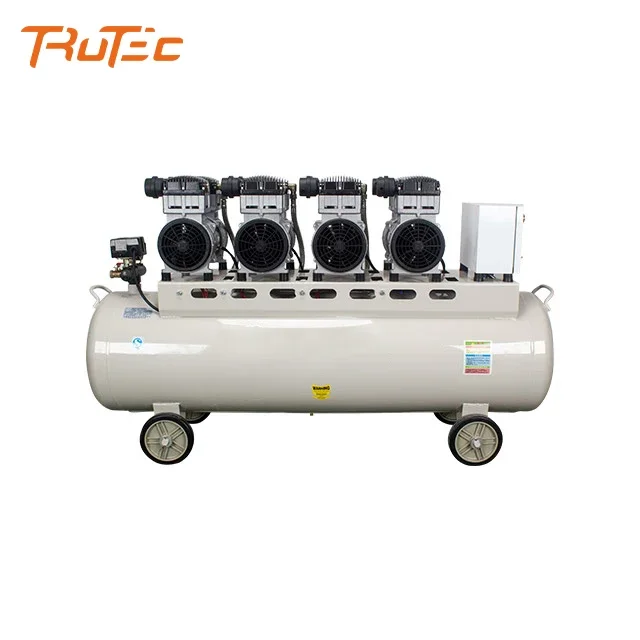 220V 1100W*4 electric low noise 180L scroll silent tire inflator rotary oil free air compressor