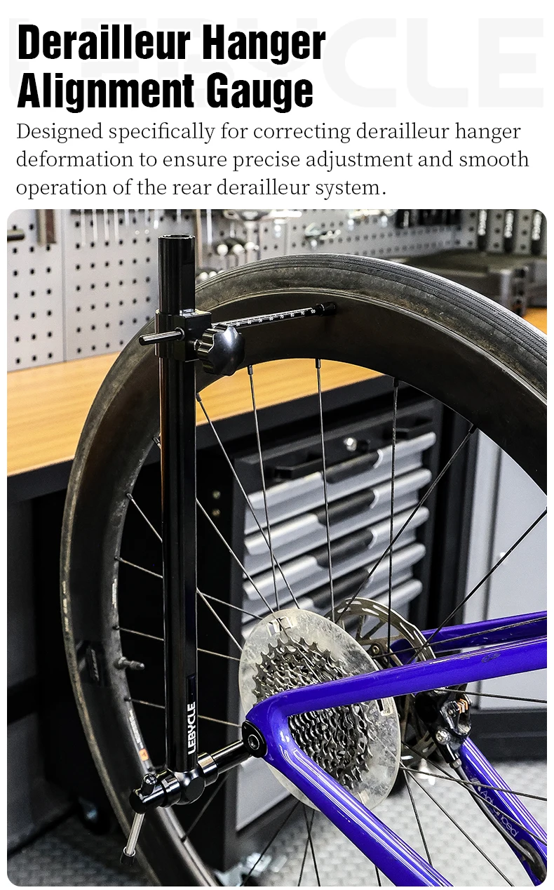 LEBYCLE MTB Rennrad Schaltaugen-Ausrichtungslehre Professioneller Fahrrad-Schaltaugen-Einstellhaken 360° ° Rotations-Ausrichtungs-Korrekturwerkzeug – Detail 1