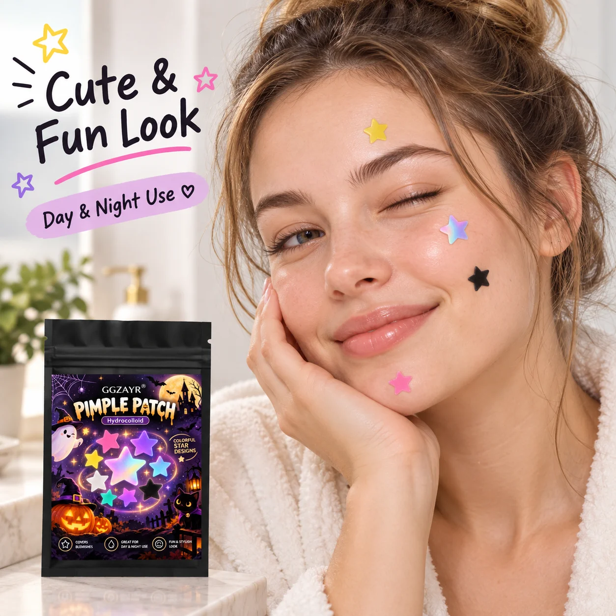480PCS 4 Colors Star Pimple Patch Hydrocolloid Stickers Cute Face Spot Cover Colorful Beauty Care Patch Set