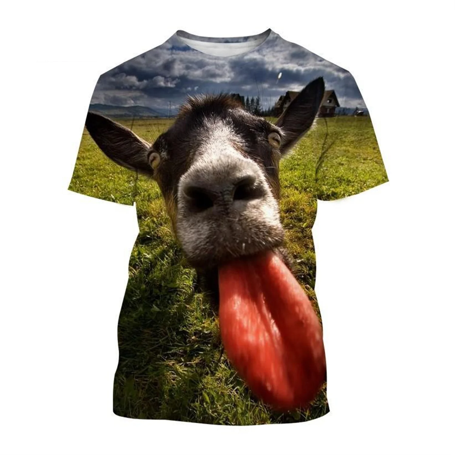 

Summer Funny Animal Goat 3D Printed T-Shirts Men Streetwear Fashion Harajuku Casual Oversized O-Neck Men's T Shirt Tees Tops