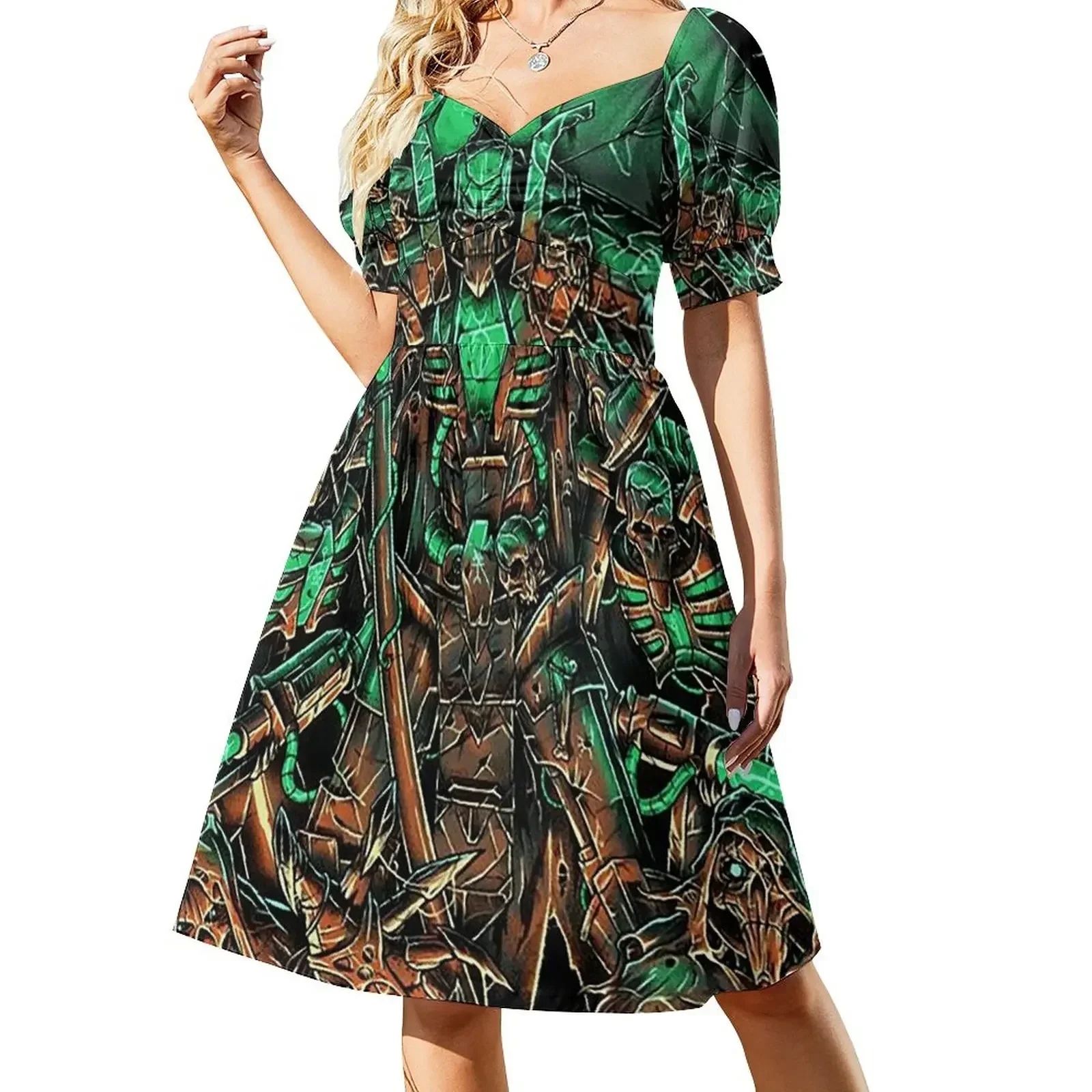 

Rattly Bones Metal Cover Short-Sleeved Dress elegant party dresses for women 2025 Women's summer suit