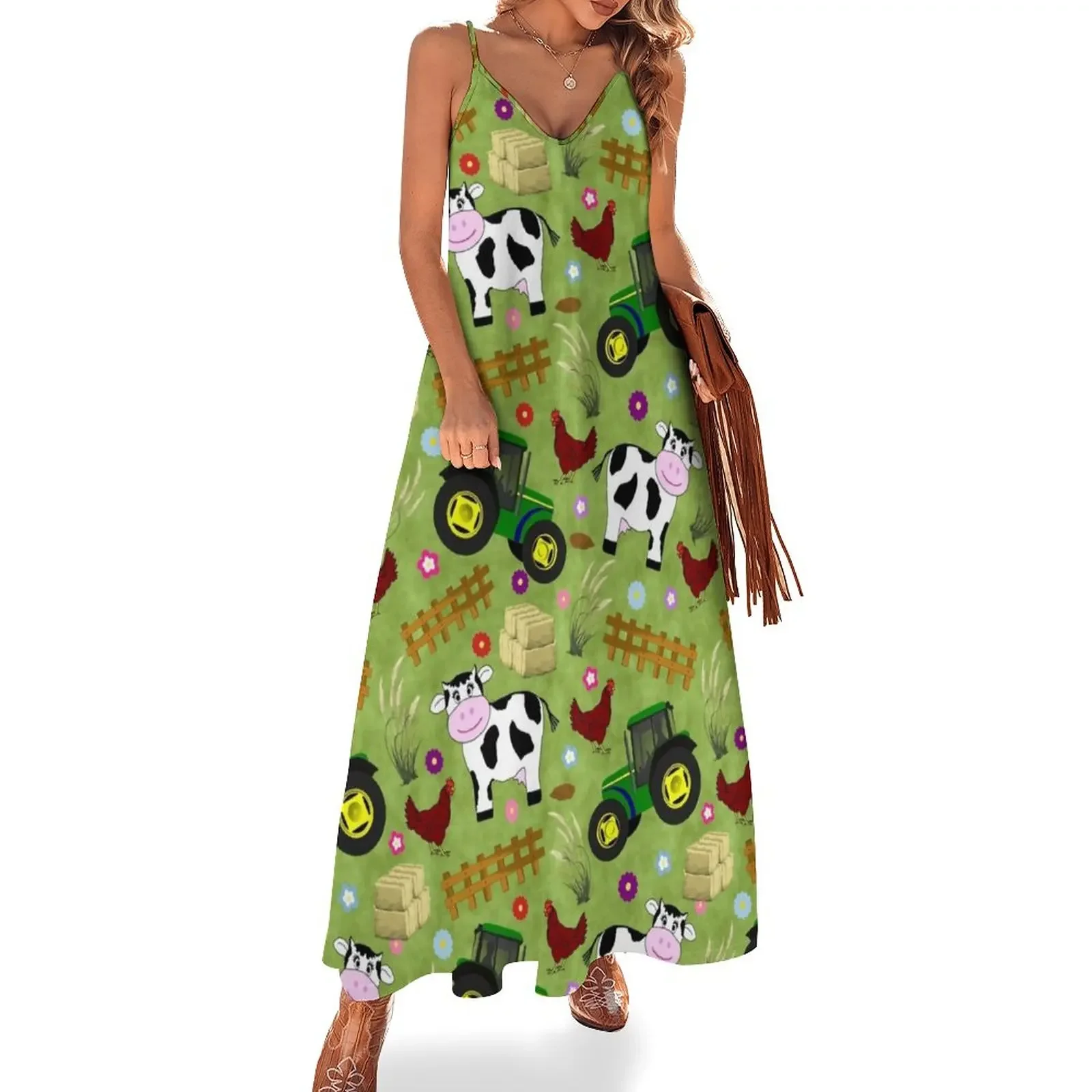 

Farmyard Cow Pattern Sleeveless Dress Party dresses for women beach dresses dresses for women 2025 Dress