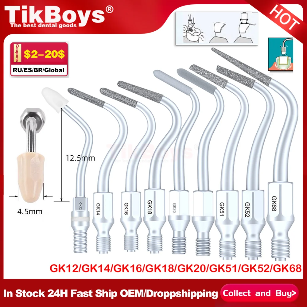 

Dental Universal KV Ultrasonic Scaler Tips GK1 GK101 GK67 PC1 Supragingival Scaler Heads Working Tip Inserts Scaling Inserts