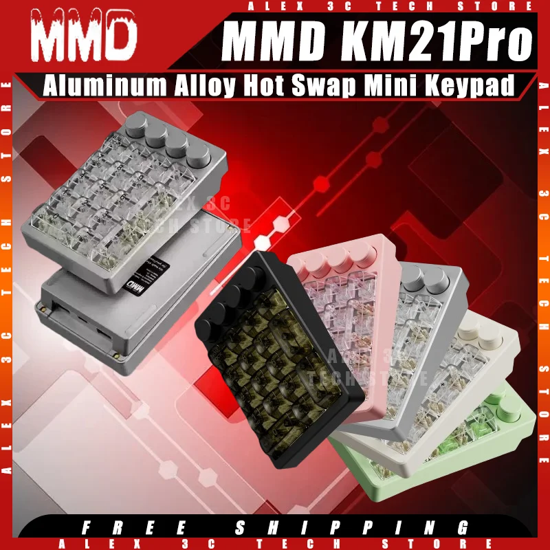

MMD KM21Pro Keypad Mini Keyboard Aluminum Alloy Wired 21Keys Full Key Hot Swap Office Esports Gaming Keyboard Gifts