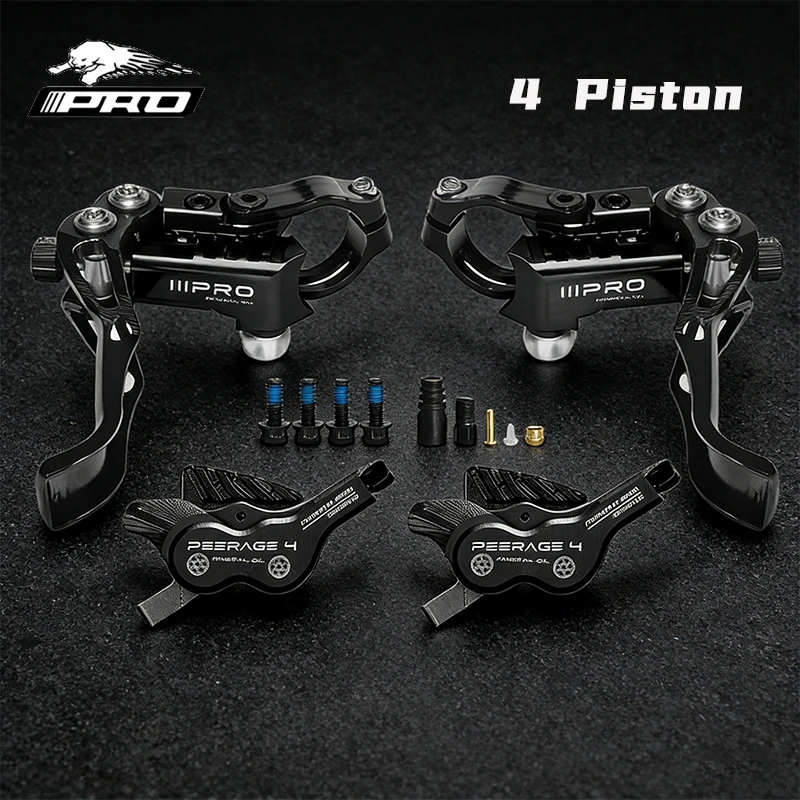 

IIIPRO 4 Piston Disc Hydraulic Brake 850/1550mm MTB Ebike Brake set CNC Front rear Mountain bicycle Oil Hydraulic Disc Brakes