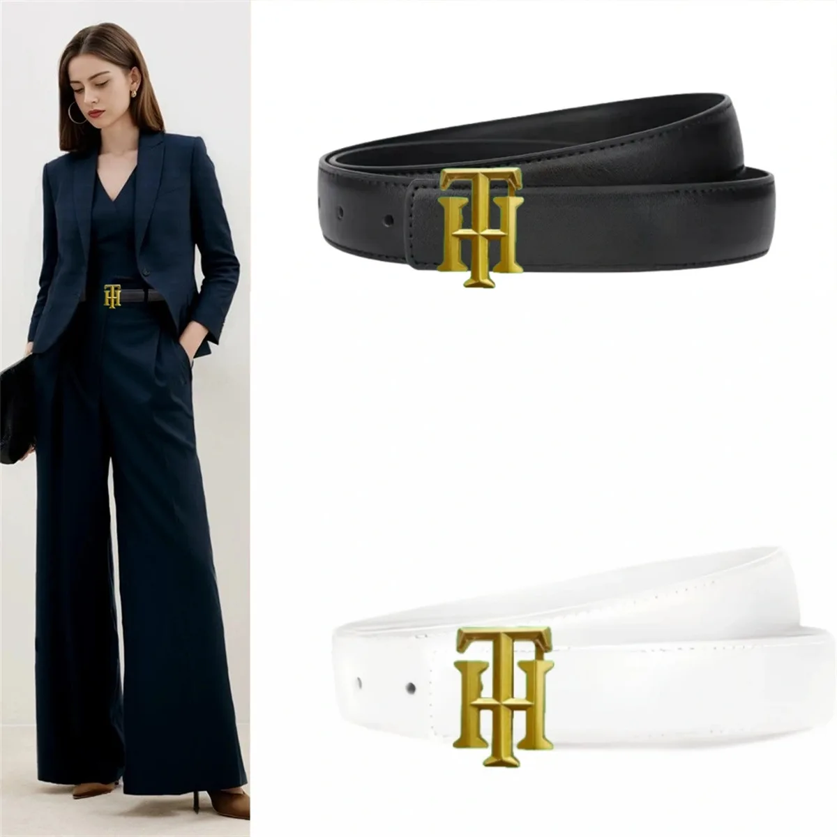 أحزمة للنساء مصمم أزياء فاخرة حزام نسائي للجينز أنثى للفساتين بنطلون أسود حزام الأشرطة للنساء #2