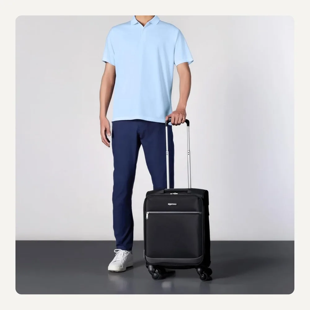 18-Inch Expandable Carry-On Suitcase with Spinner Wheels, Lightweight Softside Luggage for Travel
