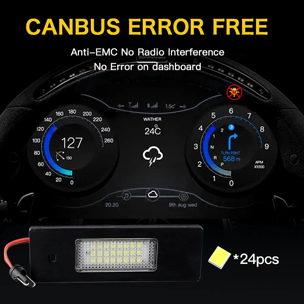 2ps BMW LED مصباح ترخيص Canbus لسيارات BMW E81 E87 E63 E64 M6 E85 E86 Z4 F12 F13 F20 K48 الأبيض LED رقم لوحة ترخيص ضوء