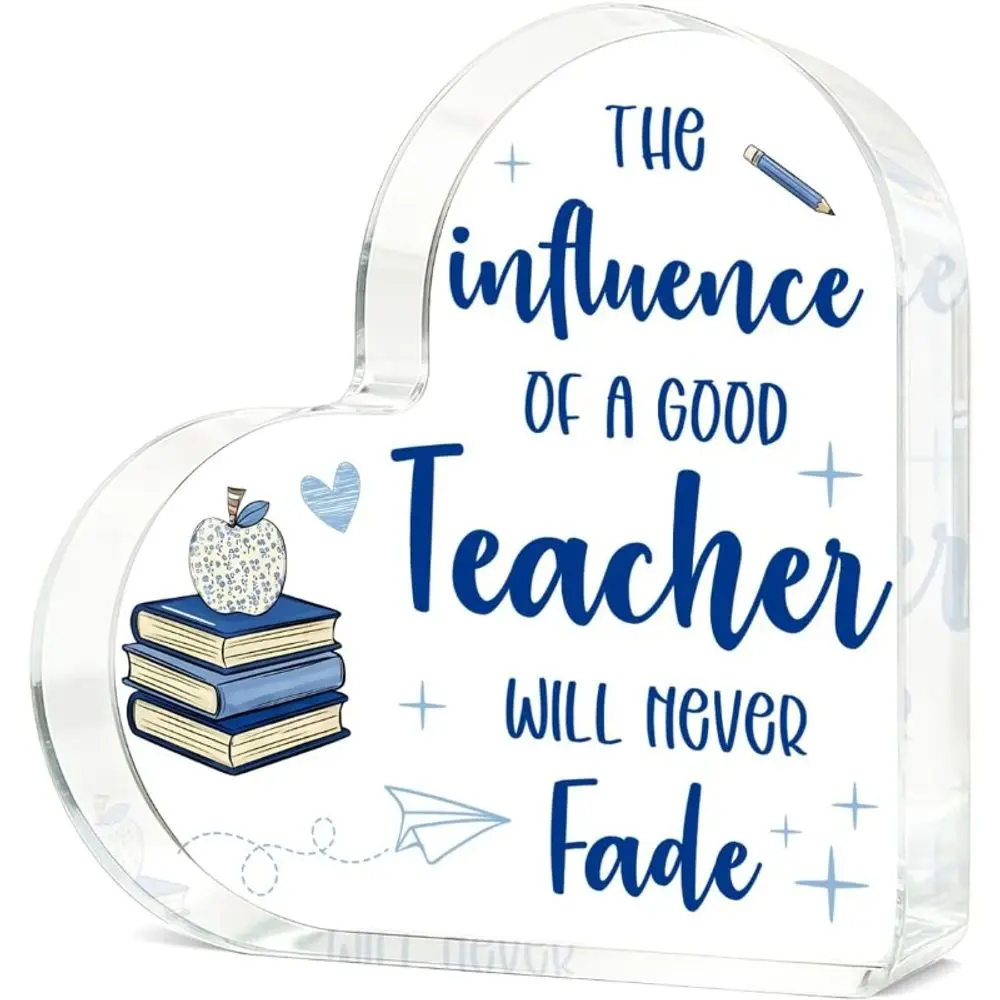 Acrylic Heart Teacher Appreciation Gifts for Men Women, Desk Decor for Birthday Christmas Retirement Graduation Home Office
