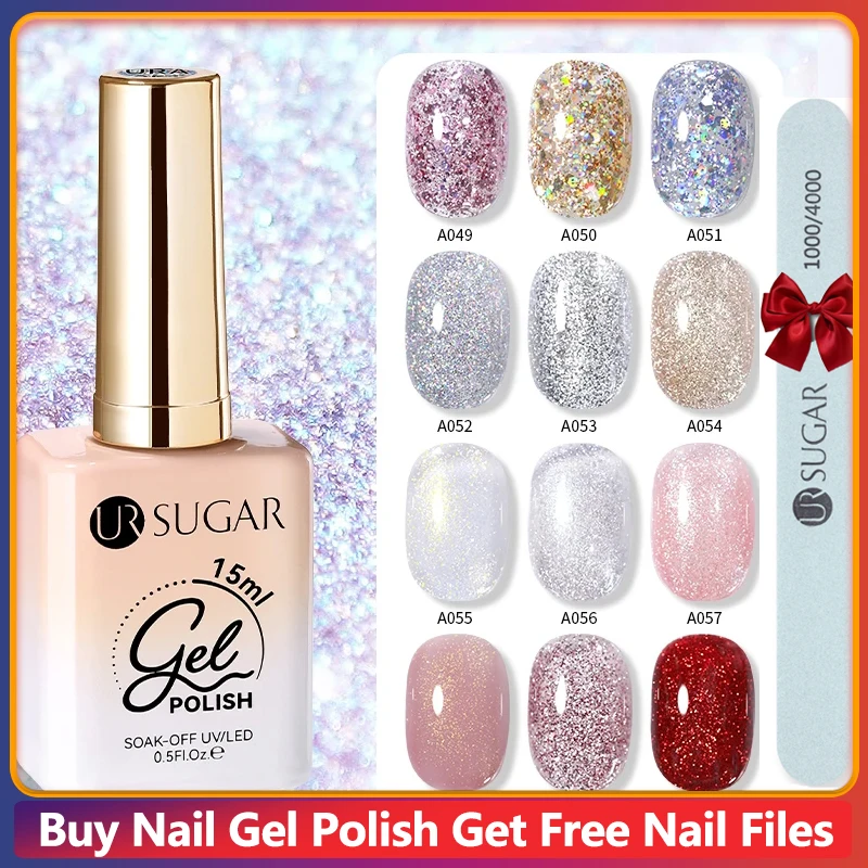 UR SUIKER Reflecterende Glitter Gel Nagellak Flash Sliver Gold Fonkelende Poeder Effect Vernissen Losweken UV LED Vernis