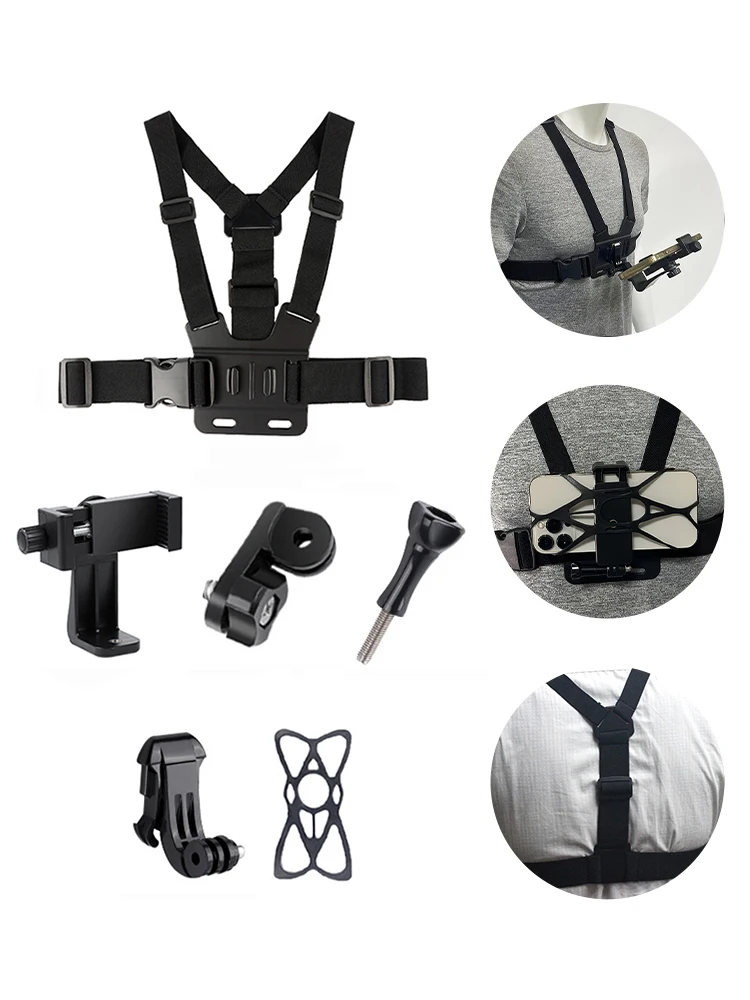 Adjustable Phone Clip Holder Chest Mount Harness Mobile Phone Holder Chest Belt Outdoor Cycling Chesty Strap Holder Accessory