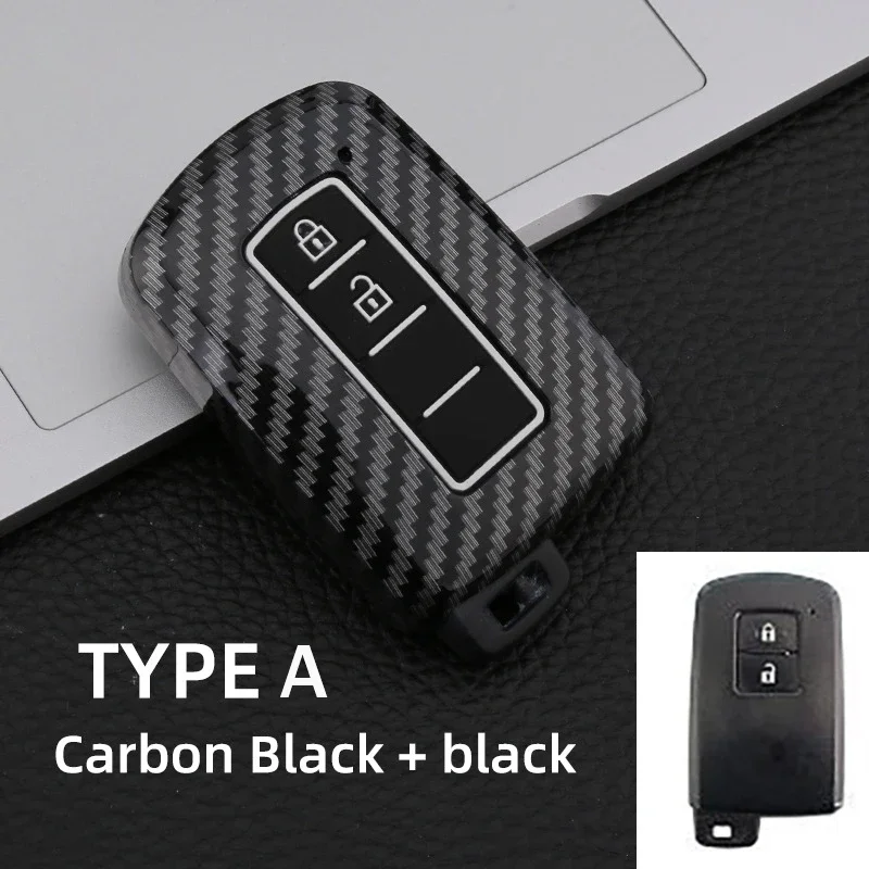 

ABS Carbon Car Key Case For Toyota Prius CHR Aygo Corolla Yaris RAV4 Camry Land Cruiser Highlander Prado Auris Avalon Accessorie