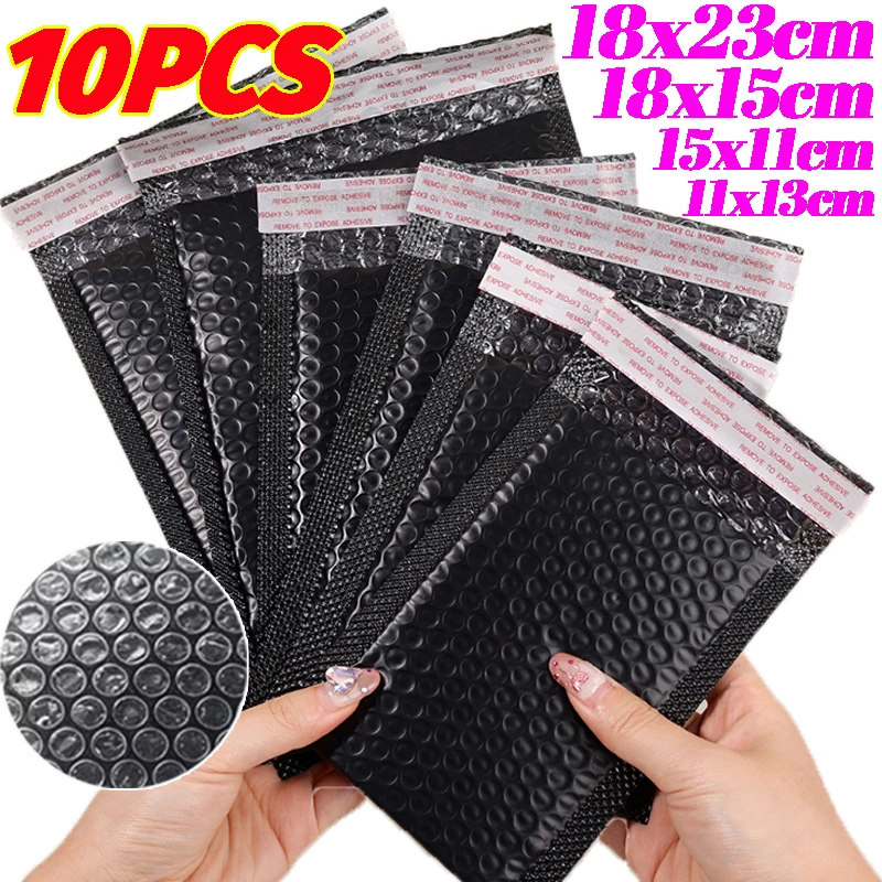 Multi Sized Black/Pink Bubble Envelope Waterproof  Self Seal Padded Bubble Mailers Shipping Packages for Jewelry Makeup Supplies